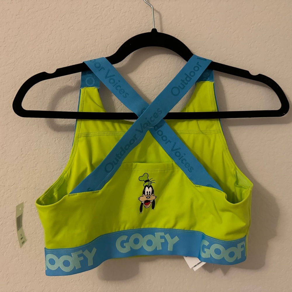 NWT Disney x Outdoor Voices Snacks Bra Goofy Lime Green